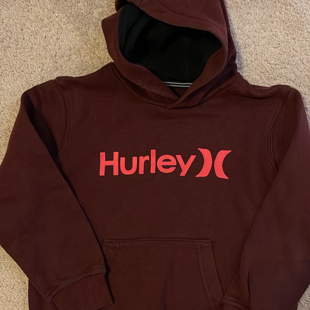 Hurley Maroon Hoodie with Red Logo